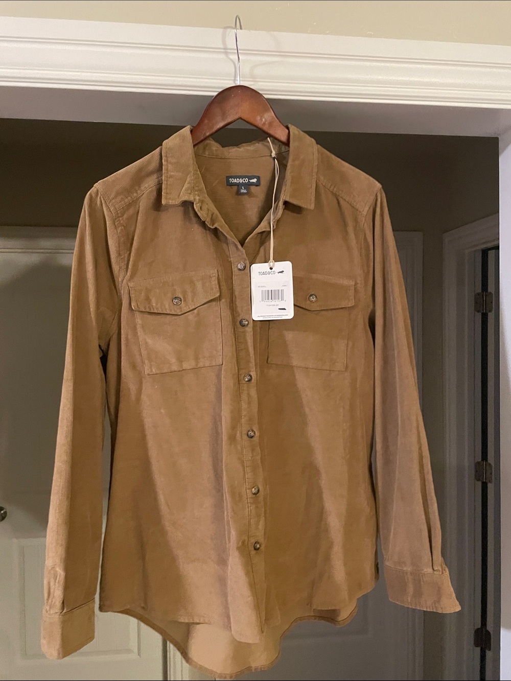 Women’s Long-Sleeve Corduroy Shirt Jacket - Tan